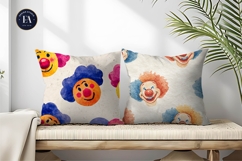 Artistic Watercolor Clown Faces Seamless Digital Paper Product Image 2