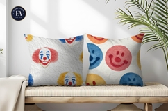 Watercolor Clown Faces Seamless Pattern Digital Paper Product Image 2