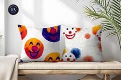 Clown Faces Watercolor Seamless Pattern Digital Paper Product Image 2