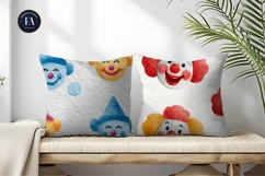 Clown Faces Watercolor Seamless Pattern Digital Paper Product Image 2