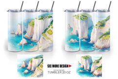 Watercolor Coastal cliffs and seascapes | Tumbler Sublimatio Product Image 3