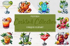 Cocktail watercolor clipart bundle being used as a transparent background design