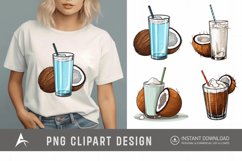 Watercolor Coconut Drink Clipart Product Image 1