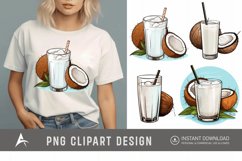Watercolor Coconut Drink Clipart Product Image 1