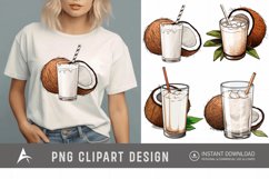 Watercolor Coconut Drink Clipart Product Image 1