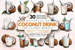Watercolor Coconut Drink Clipart Bundle Product Image 1