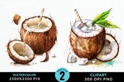 Watercolor Coconut Drink Clipart Bundle Product Image 3