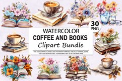 Academia Clipart,Book Clipart,Watercolor Scene,Coffee Clipart,Planner Girl Clipart,