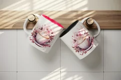 Watercolor coffee and pink flowers floral 20 oz tumbler skinny mug wrap clipart t-shirt sublimation printable design