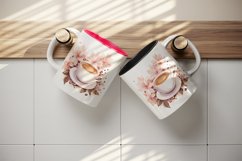 Watercolor coffee and pink flowers floral 20 oz tumbler skinny mug wrap clipart t-shirt sublimation printable design