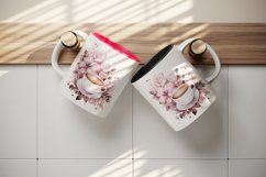 Watercolor coffee and pink flowers floral 20 oz tumbler skinny mug wrap clipart t-shirt sublimation printable design