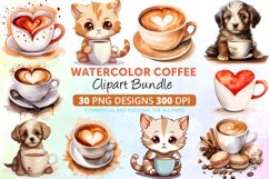 Watercolor Coffee Clipart Bundle Product Image 1