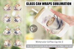 Glass Can Wraps Watercolor Coffee Cup Product Image 1