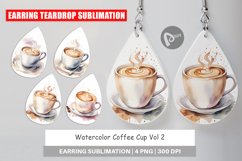 Earring Teardrop Watercolor Coffee Cup Product Image 1