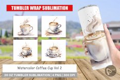 Tumbler Sublimation Wrap Watercolor Coffee Cup Product Image 1