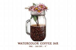 Watercolor abstract coffee jar with flowers Product Image 1