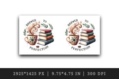 Watercolor coffee mug aromatic swirls books Brewed to Perfection quote print 20oz tumbler skinny mug wrap clipart t-shirt sublimation printable design