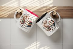 Watercolor coffee mug aromatic swirls books Brewed to Perfection quote print 20oz tumbler skinny mug wrap clipart t-shirt sublimation printable design