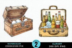 Watercolor Cold Beer Image Clipart Product Image 1