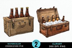 Watercolor Cold Beer Fun Clipart Product Image 1