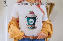 Watercolor Cold Coffee Cup Clipart, Coffee T-shirt Design Product Image 2