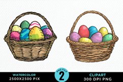Watercolor Color Easter Basket PNG Clipart Product Image 1