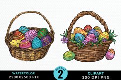 Watercolor Color Easter Basket PNG Clipart Product Image 1