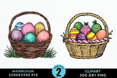 Watercolor Color Easter Basket PNG Clipart Product Image 1