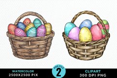 Watercolor Color Easter Basket PNG Clipart Product Image 1