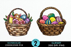 Watercolor Color Easter Basket Art Clipart Product Image 1