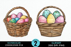 Watercolor Color Easter Basket Art Clipart Product Image 1
