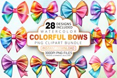 Watercolor Colorful Bows Clipart Bundle Product Image 1