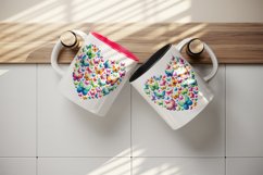 Watercolor colorful butterflies forming heart shape Love Valentine Day print 20oz tumbler skinny mug wrap clipart t-shirt sublimation printable design