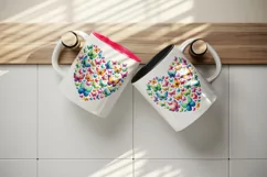 Watercolor colorful butterflies forming heart shape Love Valentine Day print 20oz tumbler skinny mug wrap clipart t-shirt sublimation printable design