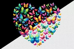 Watercolor colorful butterflies forming heart shape Love Valentine Day print 20oz tumbler skinny mug wrap clipart t-shirt sublimation printable design
