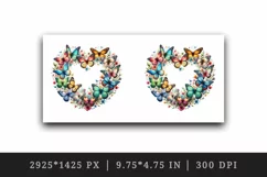 Watercolor colorful butterflies forming heart shape Love Valentine Day print 20oz tumbler skinny mug wrap clipart t-shirt sublimation printable design