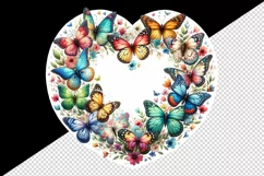 Watercolor colorful butterflies forming heart shape Love Valentine Day print 20oz tumbler skinny mug wrap clipart t-shirt sublimation printable design