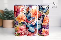 Watercolor colorful butterfly 3D Sublimation Tumbler Wrap Product Image 2