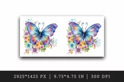Watercolor colorful butterfly floral sparkle flowers insect diamonds 20 oz tumbler skinny mug wrap clipart t-shirt sublimation printable design