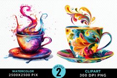 Watercolor Coffee Cup Illustration Clipart Product Image 1