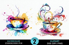 Watercolor Coffee Cup Illustration Clipart Product Image 1