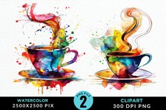 Watercolor Coffee Cup Illustration Clipart Product Image 1