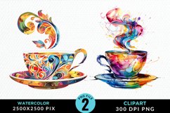 Watercolor Coffee Cup Illustration Clipart Product Image 1