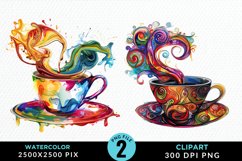 Watercolor Coffee Cup Illustration Clipart Product Image 1