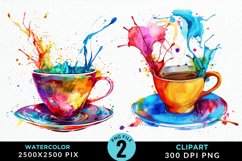 Watercolor Coffee Cup Illustration Clipart Product Image 1