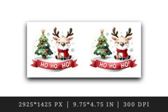 Watercolor colorful cute Christmas tree reindeer snow Ho Ho Ho quote print 20 oz tumbler skinny mug wrap clipart t-shirt sublimation printable design