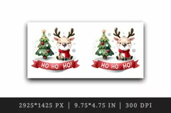 Watercolor colorful cute Christmas tree reindeer snow Ho Ho Ho quote print 20 oz tumbler skinny mug wrap clipart t-shirt sublimation printable design