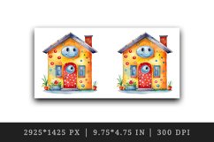 Watercolor colorful cute happy house with polka dot wrap sublimation bundle for customize your mug