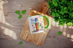 Watercolor colorful cute happy house with polka dot wrap sublimation bundle for customize your mug