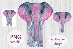 Watercolor Colorful Elephant Sublimation Design - Animal PNG